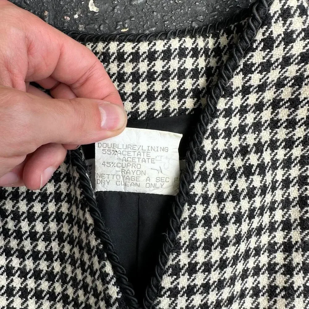 Yves Saint Laurent Black and White Houndstooth Blazer & Skirt Set - Picture 6 of 8